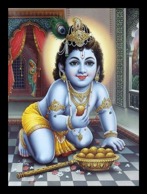 Digitouch Shopee Lord Bal Krishna Photo frame, Decorative Picture Poster with frame, 6x8 Inch Religious Frame