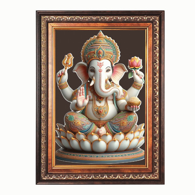 HitechMart Sri Ganesh Color Photo 10x14 Inch Religious Frame