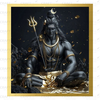 Craftnest Reflections Lord Shiva 60Lx50W CM Religious Wall Frame, Canvas Printed Framed for Home Decor Religious Frame