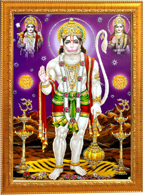Sunframing Hanuman ji photo frame with laminated sheet . size [ 5x7 inch ] Religious Frame
