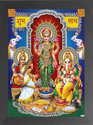 DECORPRINT DESIGN Laxmi Mata For Diwali Pooja, laxmi mata devi, MAA LAXMI, DHAN LAXMI,(8X12)A4 Religious Frame