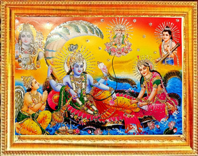 SUNINOW Vishnu Laxmi Photo Frame ( 20 x 15 CM ) Religious Frame