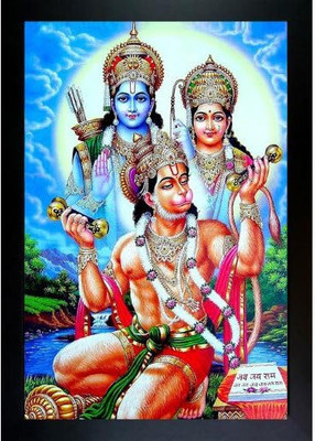 HSB INFRA Ram Darbar Hanuman Framed Photo for Home Temple 12x18 Inch Religious Frame