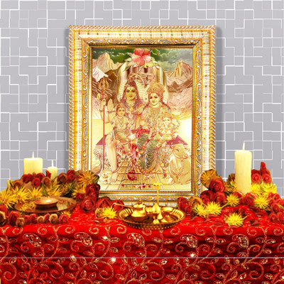 HAWAI Lord Shiva Parvati gold plated Photo Frame for Pooja Room Religious Frame Religious Frame