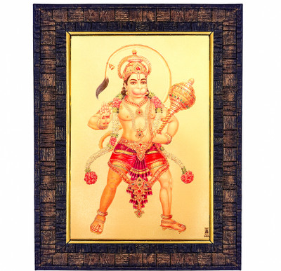 HAWAI Shree Bajrang Bali Hanuman Ji Gold Foil Embossed God Goddess photo frame Religious Frame