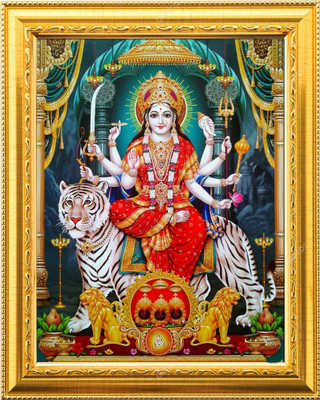 NDFRAME sherawali mata/DURGA MAA/ nav durga Photo Frame Laminated 9.5x11.5inches Religious Frame