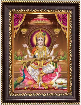 HitechMart Maa Swaraswati Digital Print Photo 14.7x16.7 inches Religious Frame