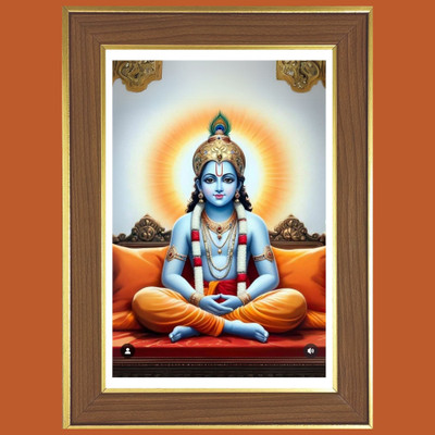 HitechMart Shri Krishna with Dhyana Mudra Photo Frame 14x18 Inches Religious Frame