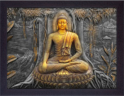 Masstone Golden Buddha Meditating Religious Frame