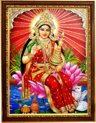 Sunframing Laxmi ji photo frame with laminated sheet . size [ 9x11 inch ] Religious Frame