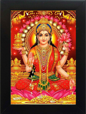 PY Creation Framed artwork of Hindu goddess Lakshmi seated on a lotus Religious Frame
