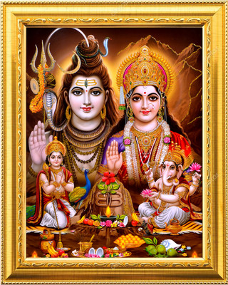NDFRAME Shiv Parivar Laminated Wooden Photo Frame 9.4x11.5 inches Religious Frame