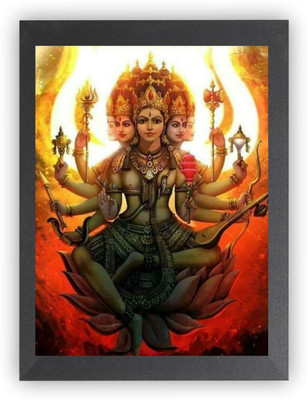 US COLLECTION Durga Maa on Tiger MATA vaishno Devi pindi roop photo frame Photo Frame Religious Frame