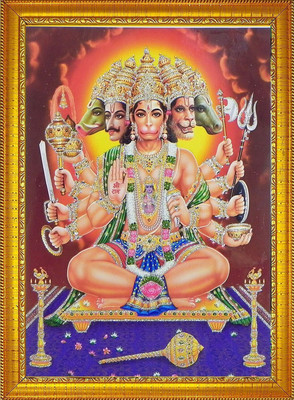 Stuthi Arts PANCHMUKHI HANUMAN JI Religious Frame