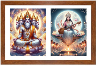 HitechMart Lord bramha and goddess saraswathi Photo Frame Religious Frame