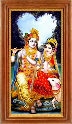 mperor Lord Radha Krishna Digital Re-Print With Teak Wood Frame Religious Frame