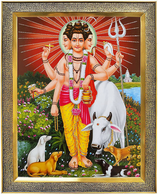 koshtak God Dattatreya / Dattaguru Ji Giving Blessing With Cow Religious Frame