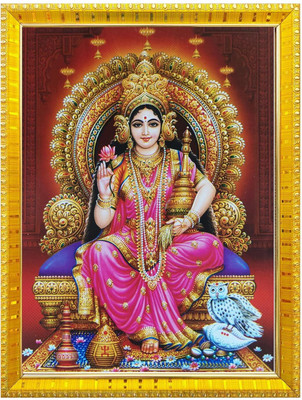 koshtak Maa Laxmi photo frame with Lamination Poster For Puja Room Worship 30cm x 23 cm Religious Frame