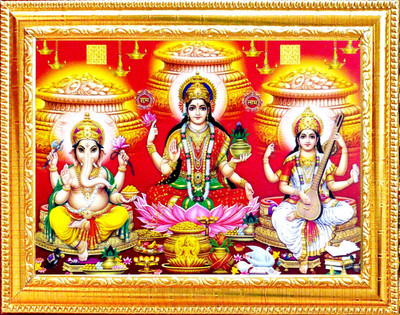 SUNINOW Laxmi ganesh saraswati kuber ji photo frame Religious Frame