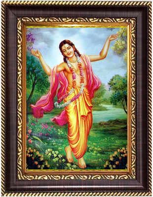 HitechMart Sri Chaitannya Digital Print Photo 14.7x16.7 inches Religious Frame