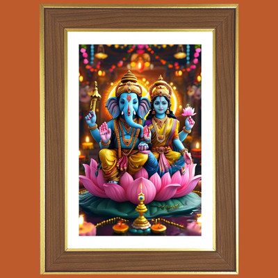 HitechMart Lord Ganesha Lakshmi Photo Frame 12x16 Inches Religious Frame