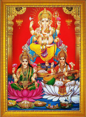 CRAFTSCORNER Laxmi ganesh saraswati ji Religious Frame