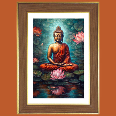 HitechMart Serene Buddha Photo Frame 14x18 Inches Religious Frame
