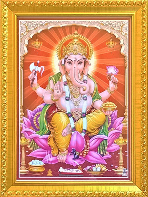shreya arts frame wth glass Ganpati/Ganesha/Vinayaka/Pillaiyar/Shree Ganesh/Jay shree Ganesh Photo Religious Frame