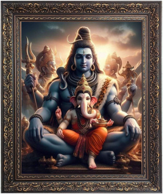 HitechMart Lord Shiv and baby Ganesh Religious Frame
