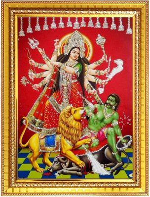HitechMart Mahishasura mardhini Photo Frame 14x18 Inches Religious Frame