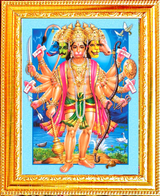 SUNINOW Big size 5D Panchmukhi Hanuman photo frame (12 x 16 inch ) Religious Frame