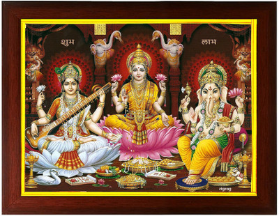 Zig Zag Laxmi Ganesh Saraswati Religious Frame