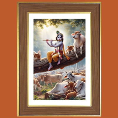 HitechMart Lord Krishna with Murali Photo Frame 14x18 Inches Religious Frame