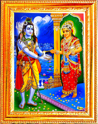 VCARTNOW Annapurna Devi Goddess Mata Maa for Kitchen Shiv Wall Art Painting Religious Frame