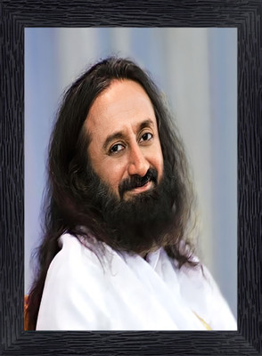 BISRAT CREATIONS Sri Sri Ravi Shankar Photo Frame Digital Reprint 13.5 inch x 10 inch Painting Religious Frame