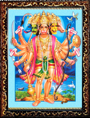 SUNINOW Big size 5D Panchmukhi Hanuman photo frame (12 x 16 inch ) Religious Frame
