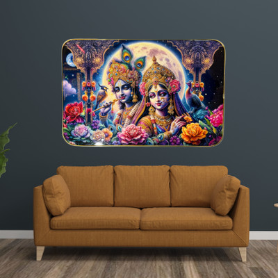 SHRI KHATU SHYAM CREATION Radha Krishna Wall Art Crystel Photo Frame 12x18 Religious Frame