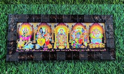 FRAMTASTIC 5 Gods- Ram-Shiv Darbar , Laxmi & Sarswati Mata Ganesh Ji ,Balaji , Kuber Ji Religious Frame