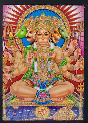 Deshkart BAJRANGBALI RAM (8X11) Inch Laminated Photo With Wall+Back Support Mount Religious Frame