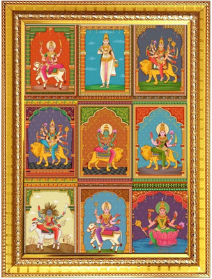 HitechMart Nine Shakti Roop Photo Frame 16x20 Inches Religious Frame