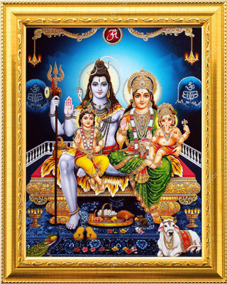 NDFRAME Shiv Parivar Laminated Wooden Photo Frame 9.4x11.5 inches Religious Frame