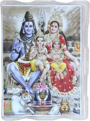 MADHAV Lord Shiva Family 5x7 PVC Photo Frame for Wall and Tabletop Religious Frame