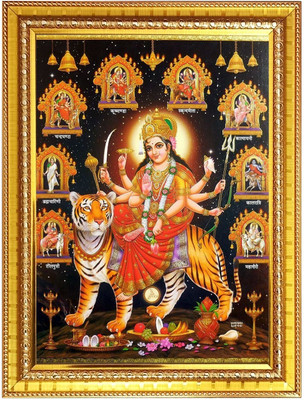 HitechMart Nav Durga matha Photo Frame 10x14 Inches Religious Frame