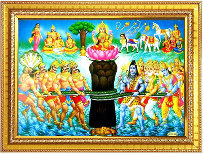 HitechMart Samudra Manthana Photo Frame 12x16 Inches Religious Frame