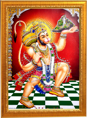 Sunframing Hanuman ji photo frame with laminated sheet . size [ 9x11 inch] Religious Frame