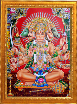 Sunframing Panchmukhi Hanuman ji photo frame with laminated sheet . size [ 5x7 inch ] Religious Frame