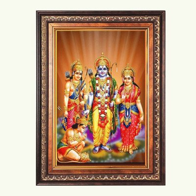 HitechMart Sri Ram Sita Lakshman And Hanuman Color Photo frame 12x16 Inch Religious Frame