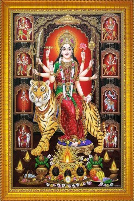 jog craft durga maa golden photo frame, mata ji photo Religious Frame