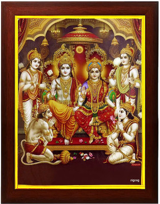 ag pro comfort Lord Ram Darbar Ji Photo With Frame For For Wall hanging Digital Reprint 10 inch x 8 inch Painting(With Frame)