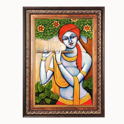 HitechMart Sri Krishna Color Photo 10x14 Inch Religious Frame